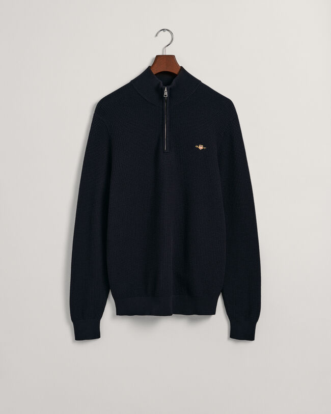 Maglia in cotone testurizzato con zip corta