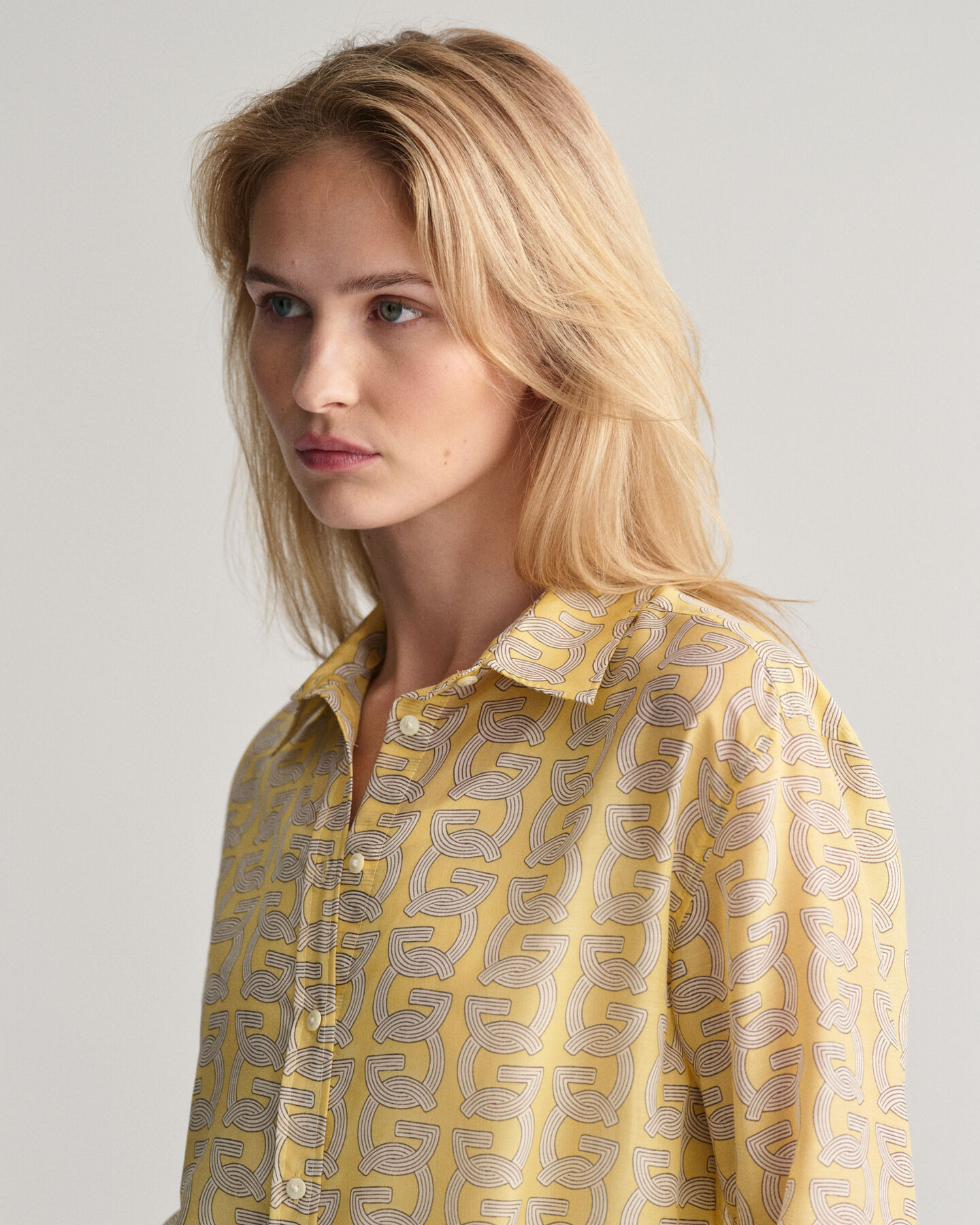 Camicia in seta di cotone G Patterned relaxed fit