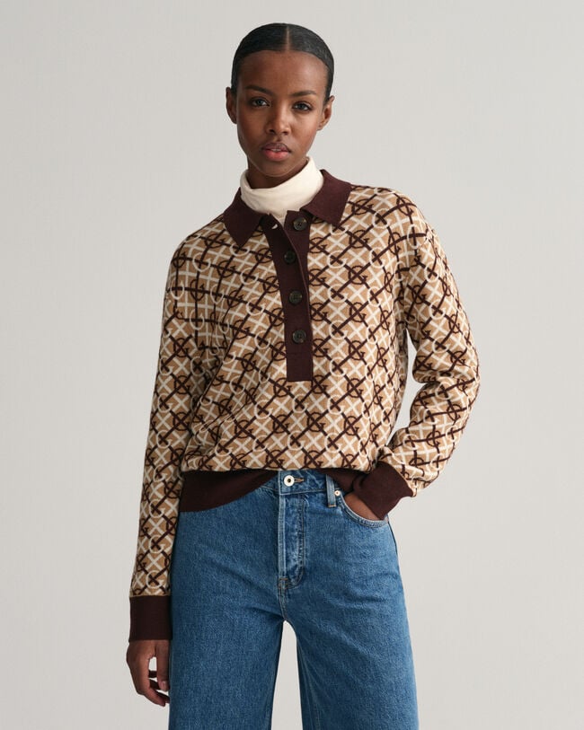 Polo in maglia jacquard con motivo G