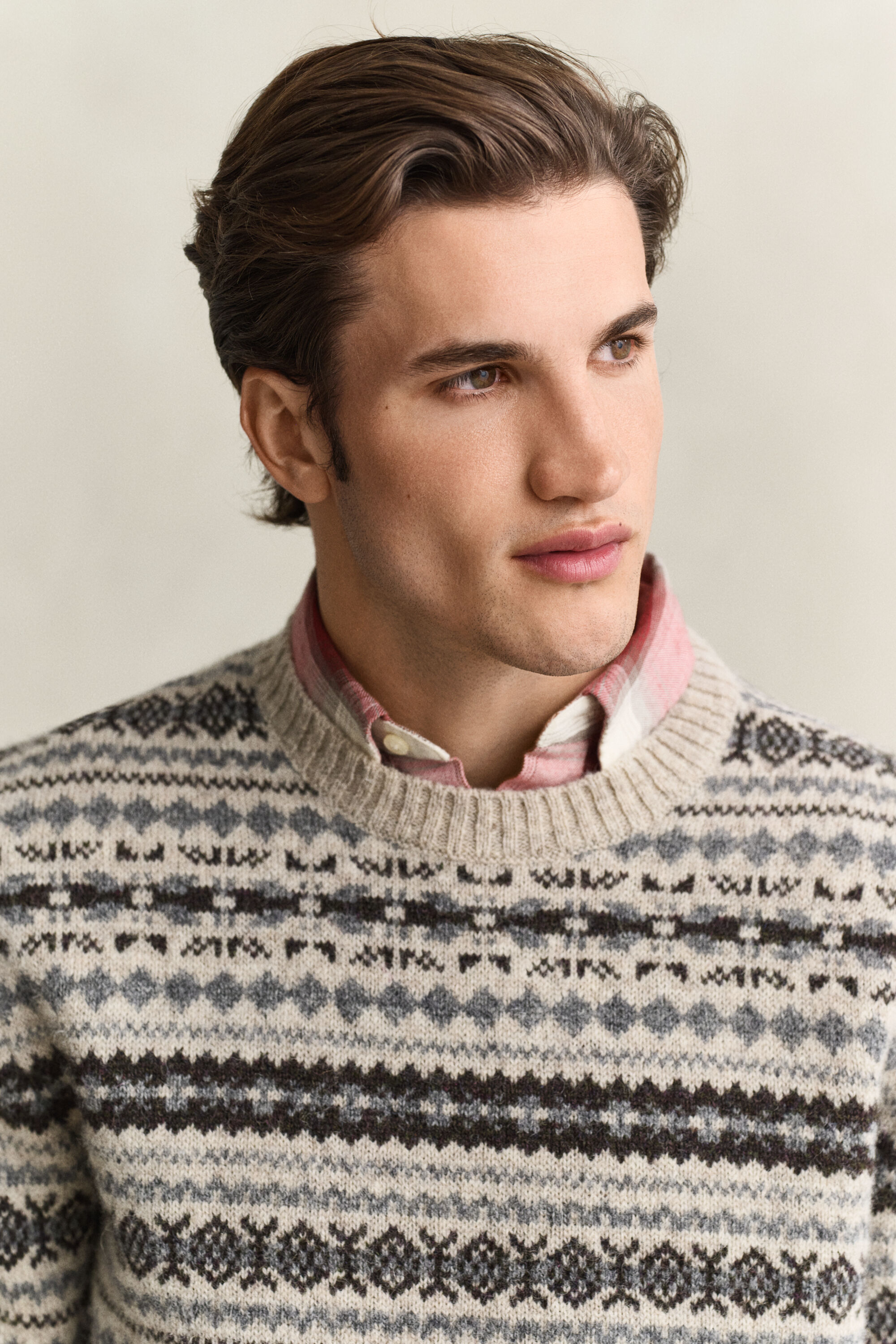 Maglia in lana spazzolata jacquard