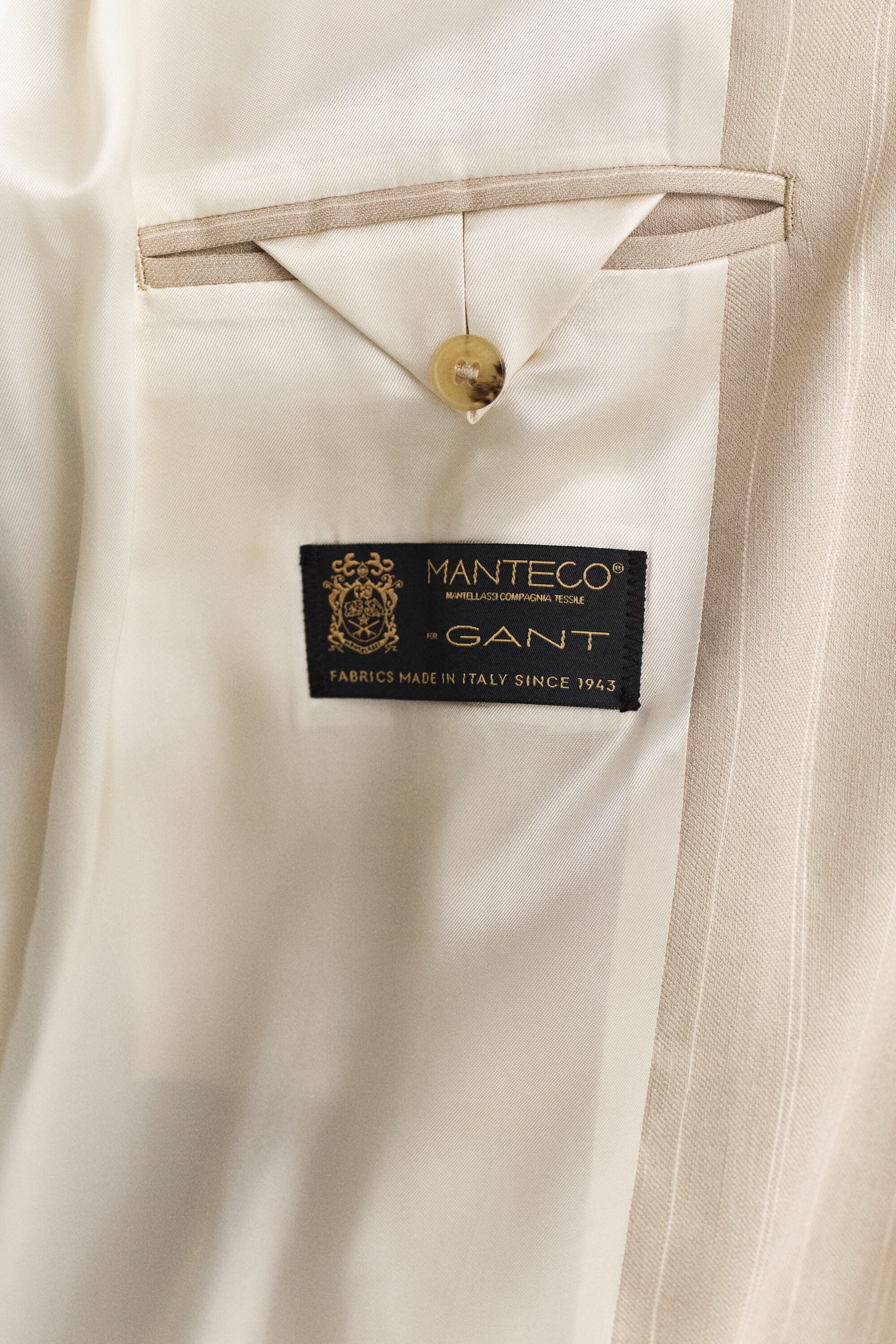 Cappotto gessato in misto lino