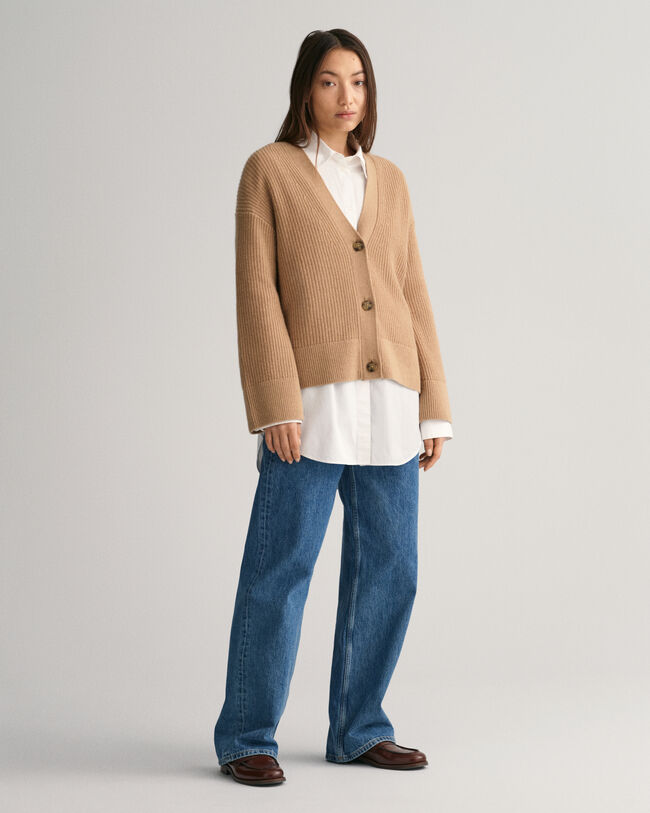 Cardigan in lana a coste