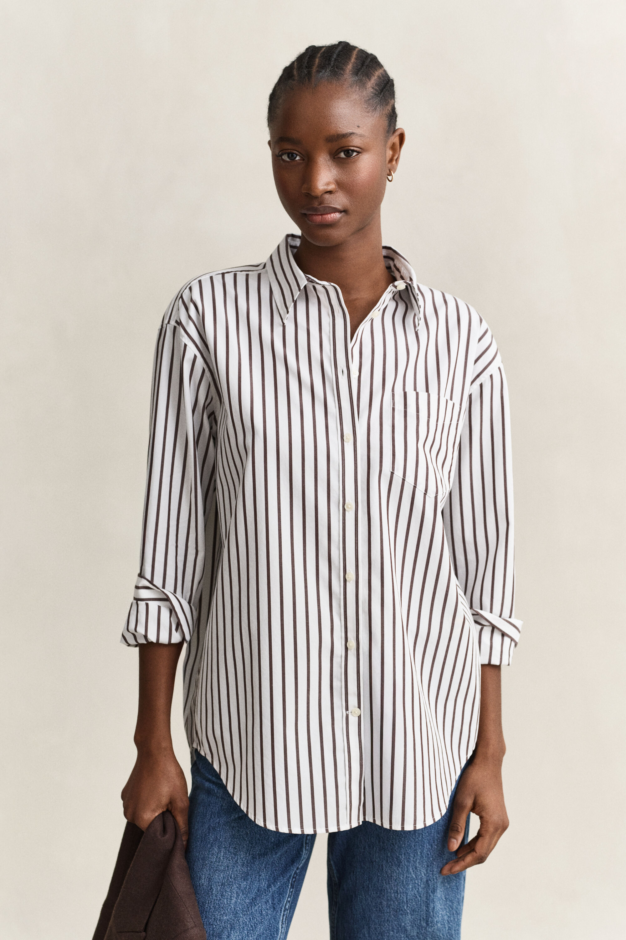 Camicia classica in popeline a righe relaxed fit