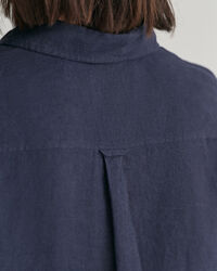 Camicia di lino a quadri in chambray regular fit