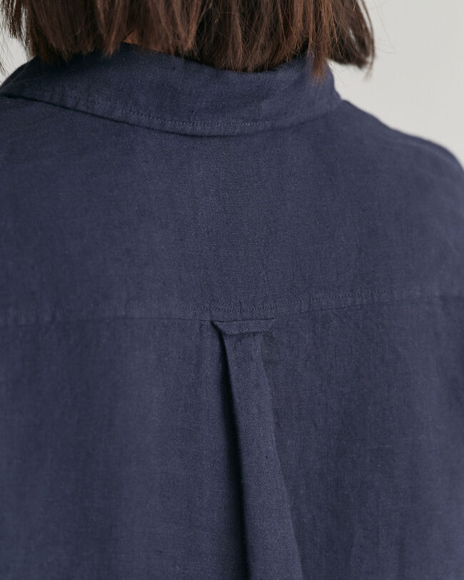 Camicia di lino a quadri in chambray regular fit