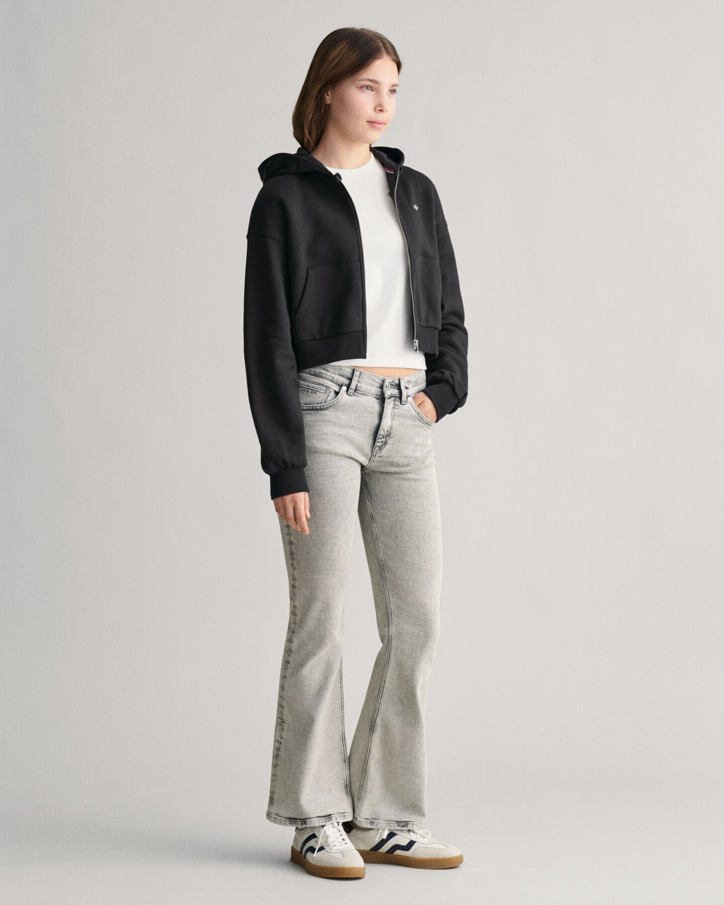 Felpa corta con cappuccio e zip Shield Teen Girls