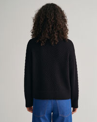 Maglia a collo alto a trecce con abbottonatura