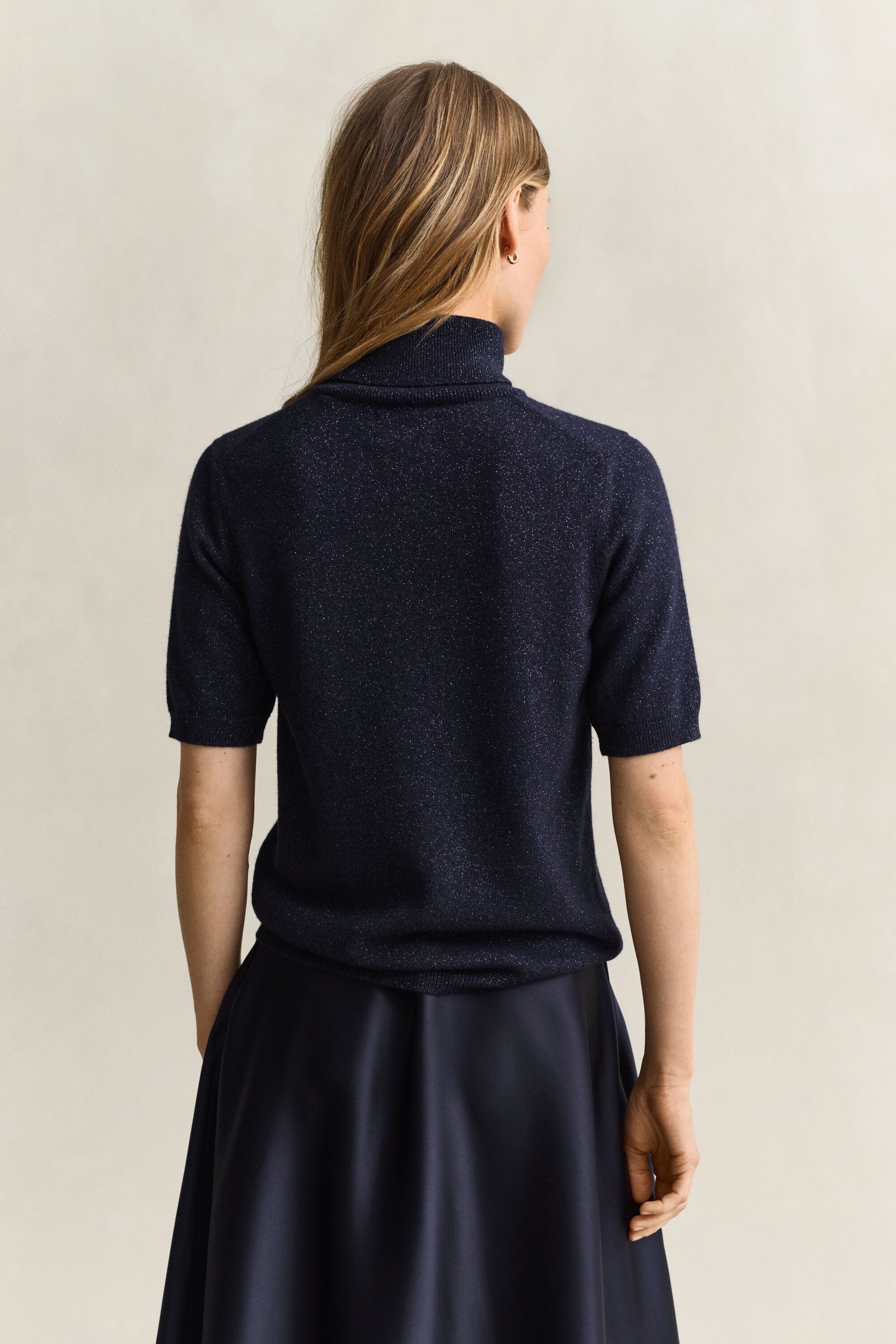 Maglia a collo alto in misto lana effetto metallizzato