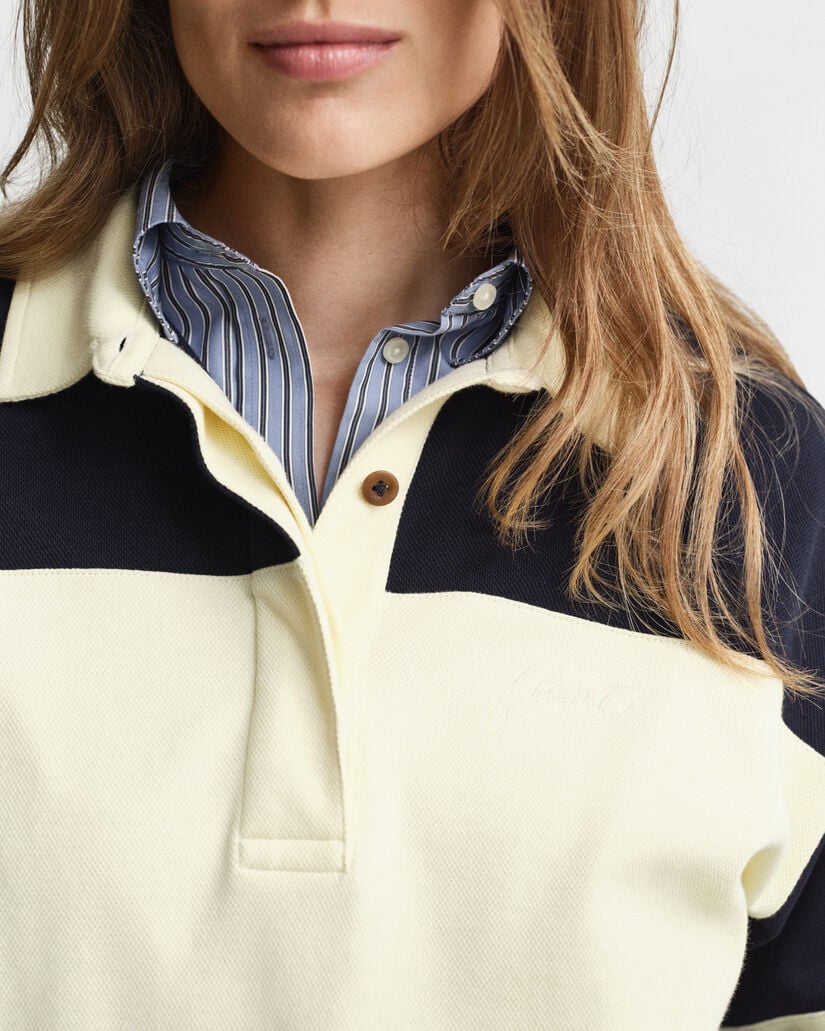 Rugger colour block in piqué a rilievo