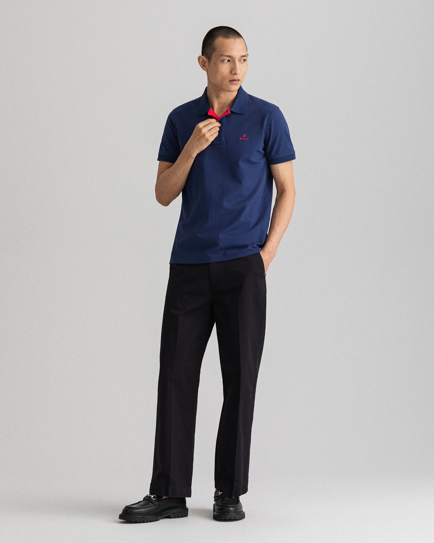 Rugger in piqué con colletto a contrasto