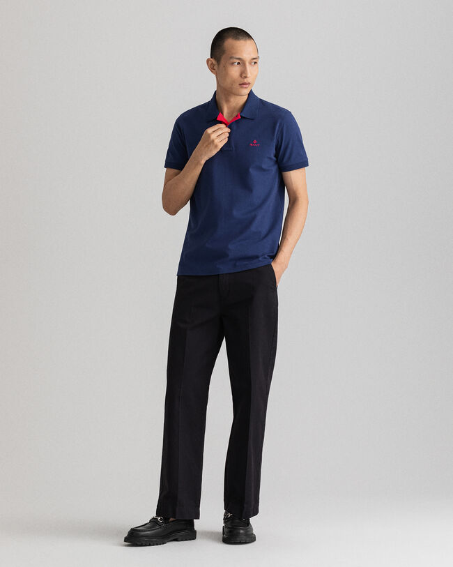 Rugger in piqué con colletto a contrasto