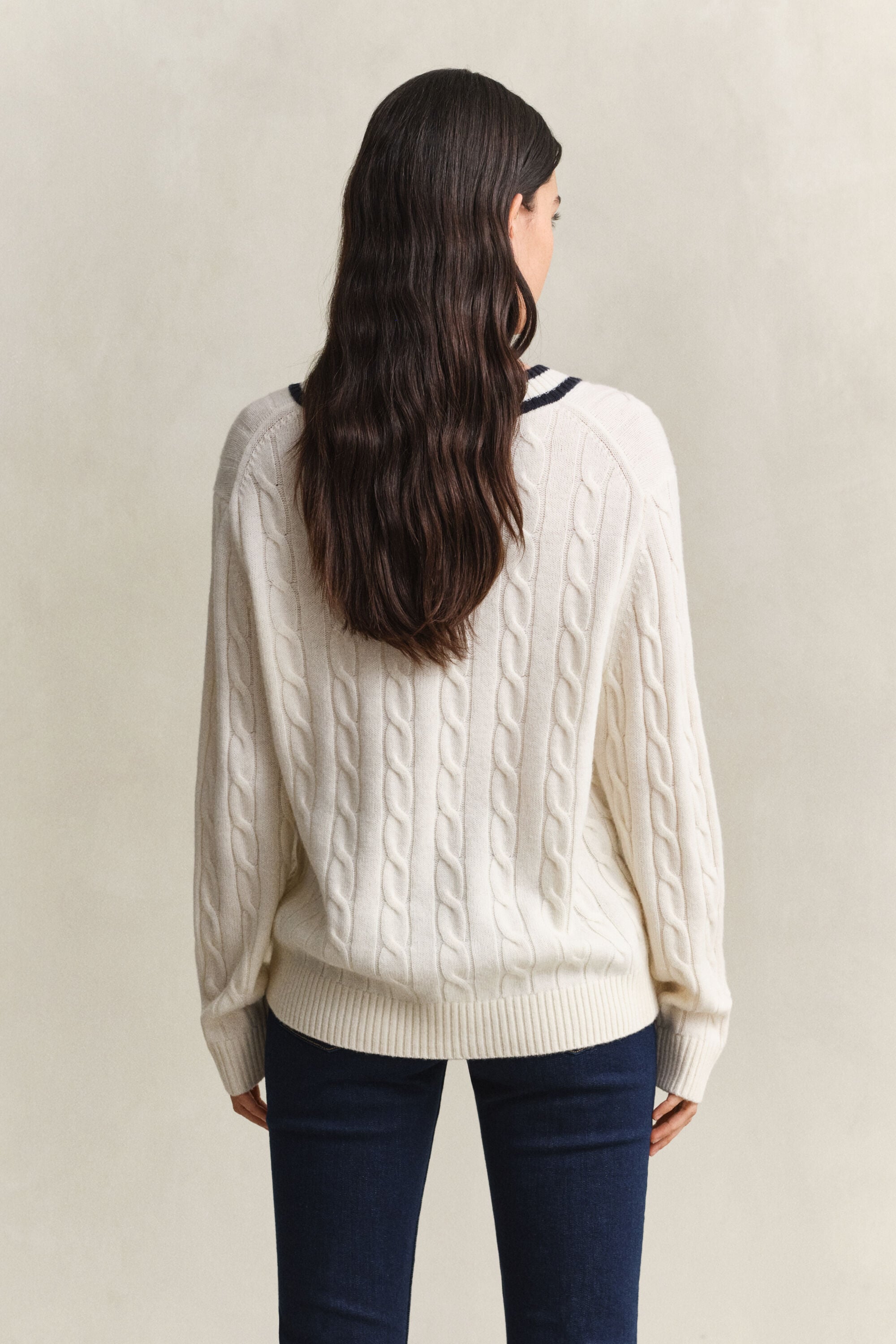 Maglia a trecce in lana merino
