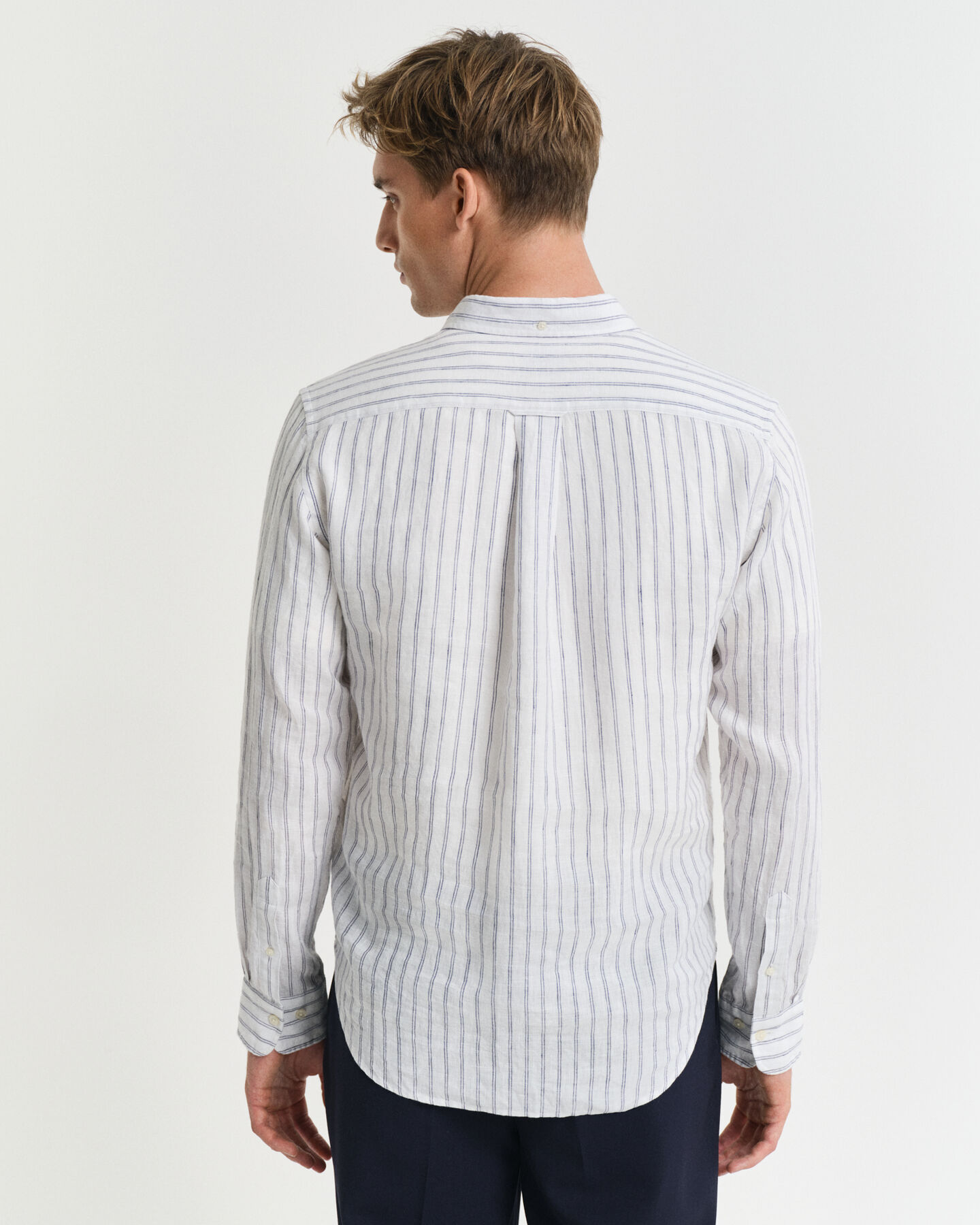 Camicia di lino a righe regular fit