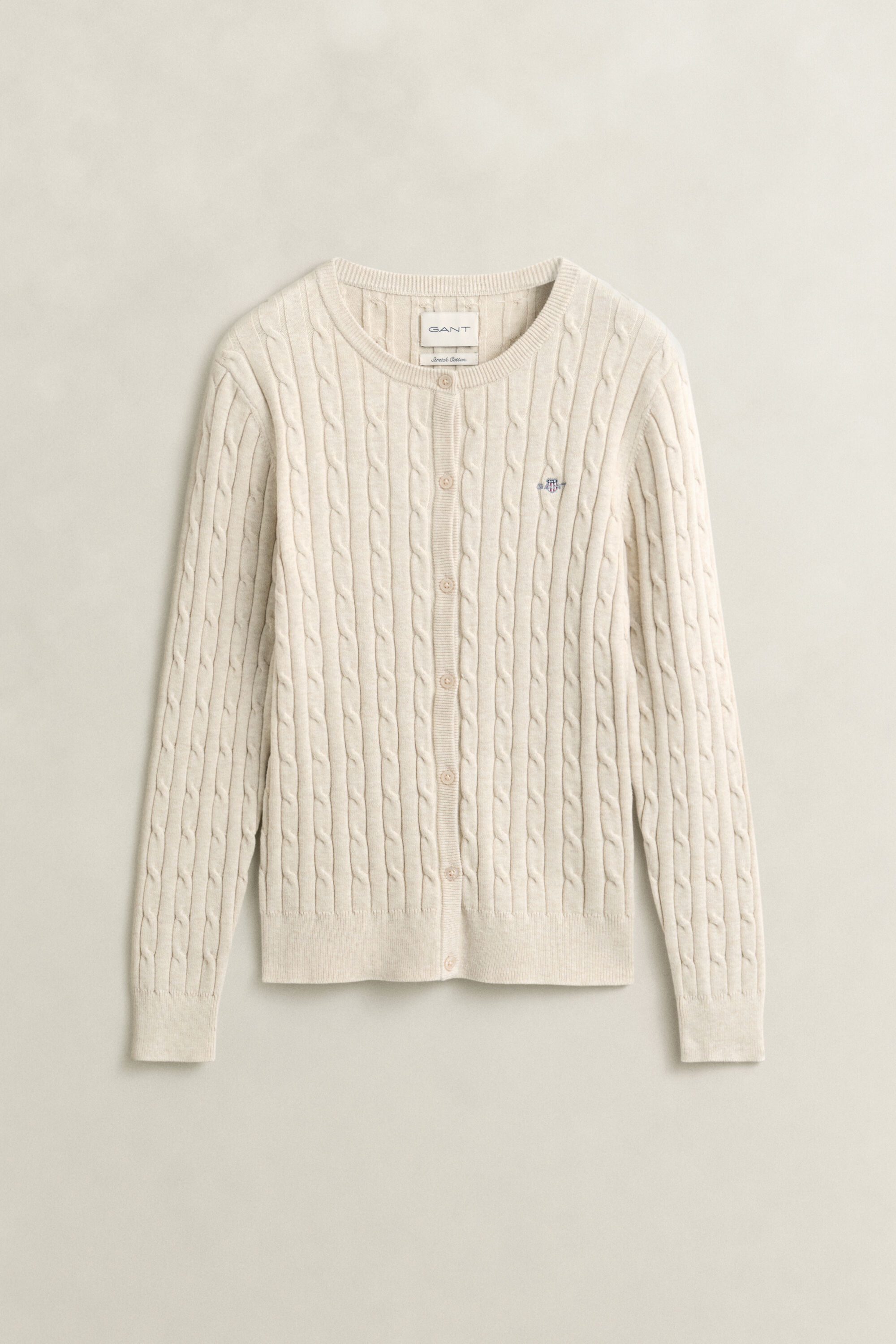 Cardigan in maglia di cotone elasticizzato a trecce
