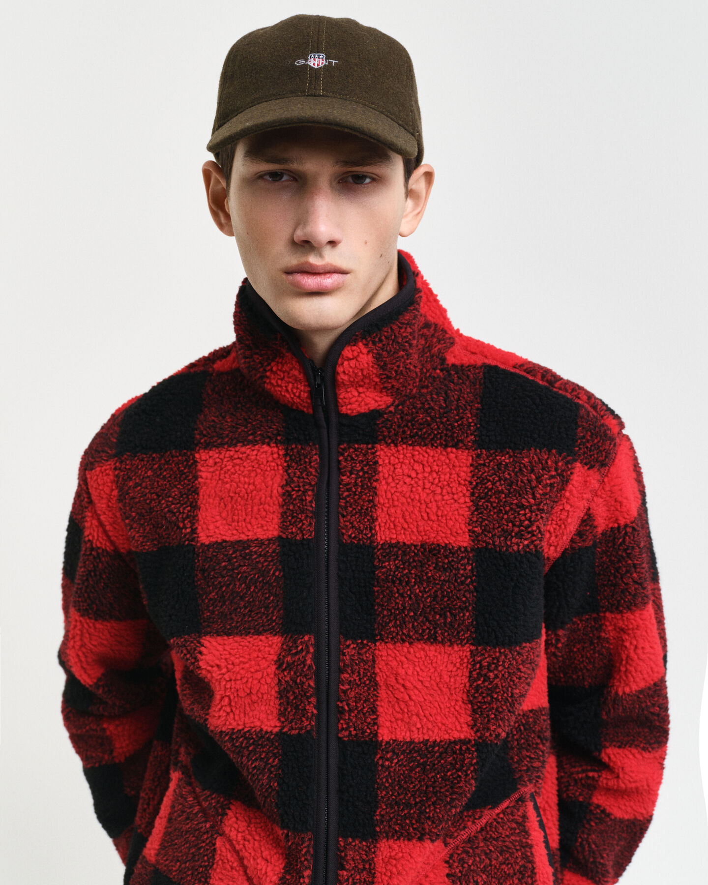 Giacca in pile a quadri