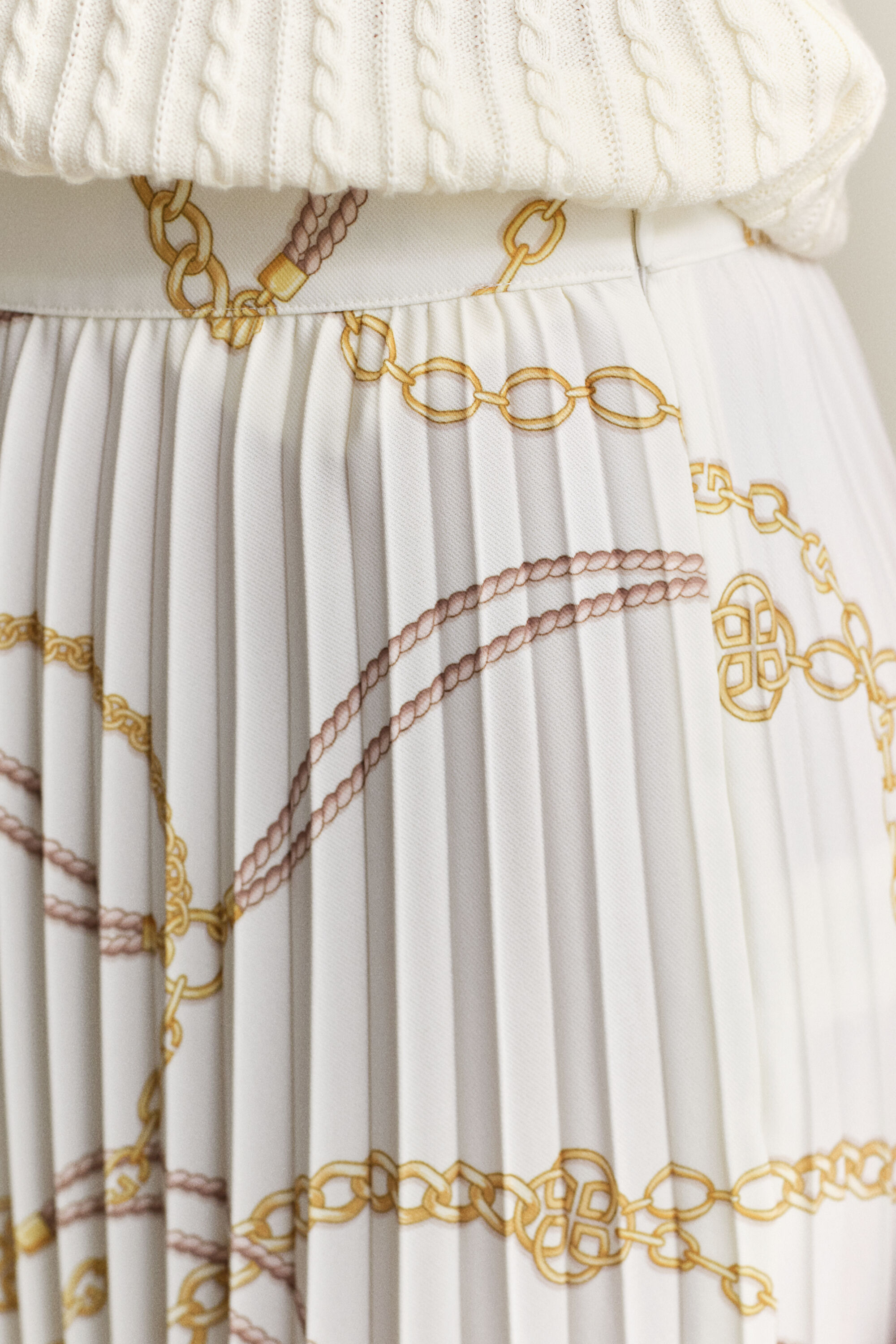 Gonna midi a pieghe con stampa