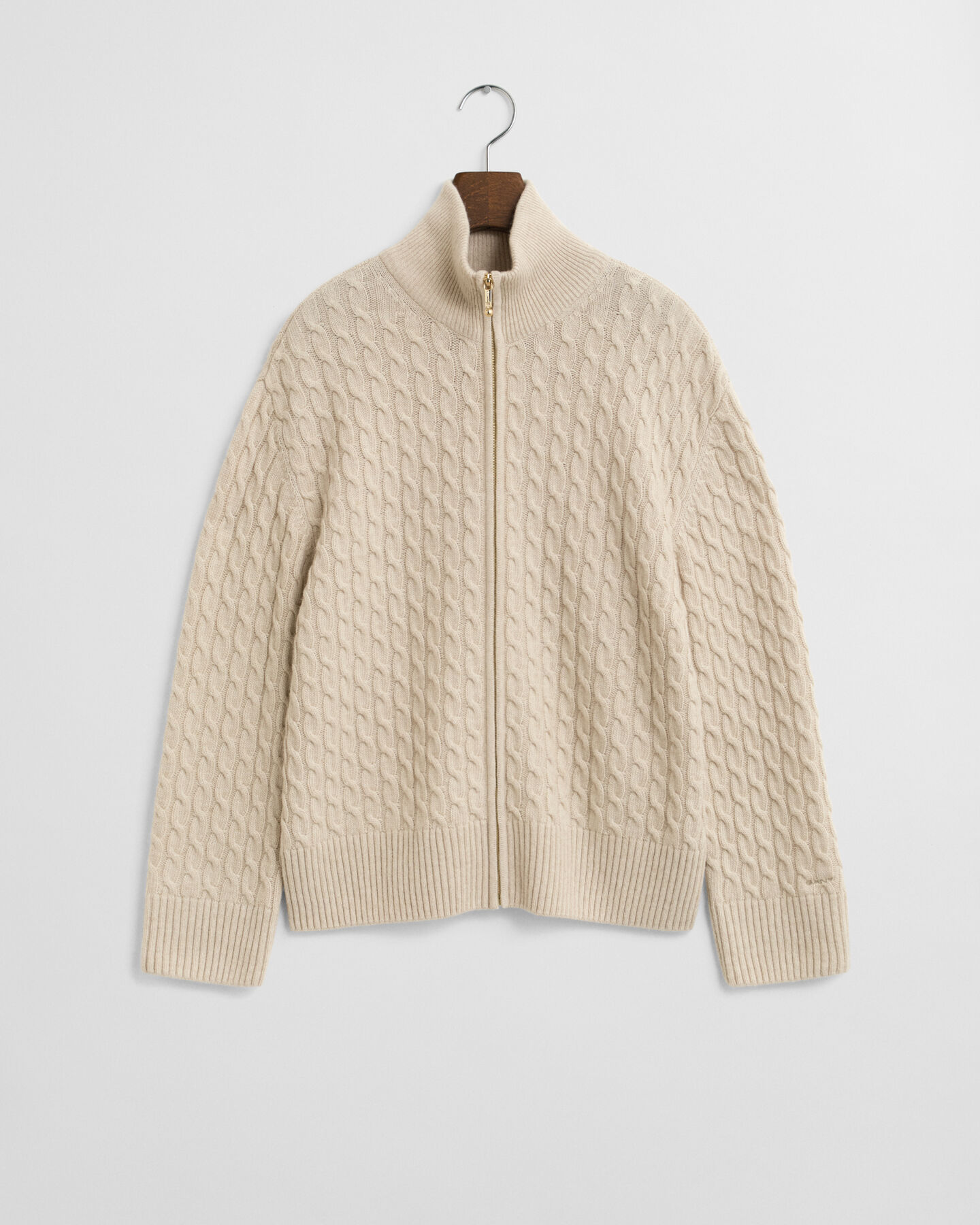 Cardigan con zip lavorato a trecce