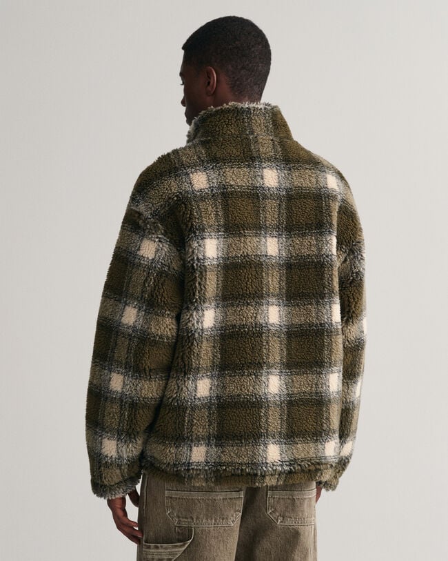 Giacca in pile a quadri con zip