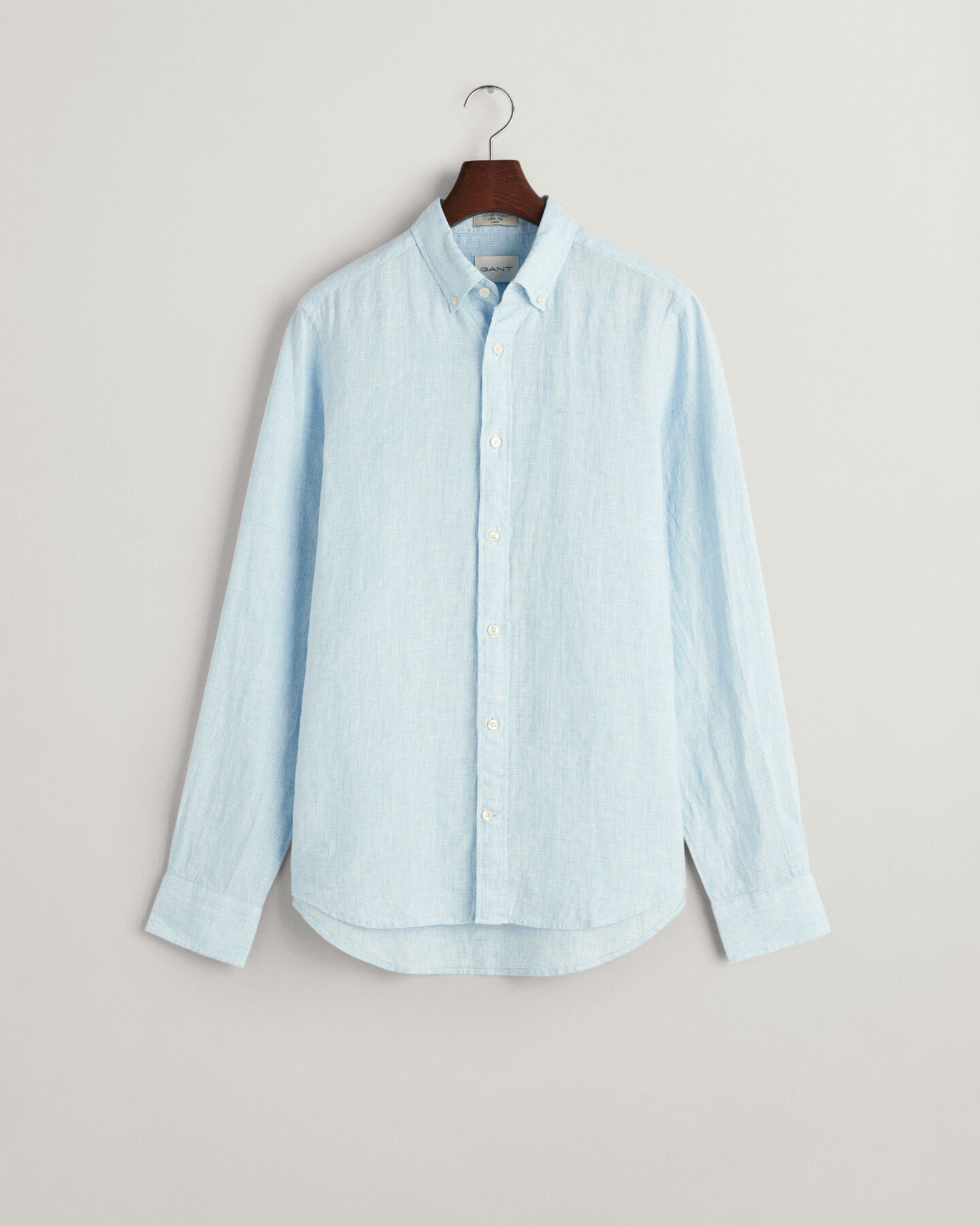 Camicia di lino pied de poule slim fit