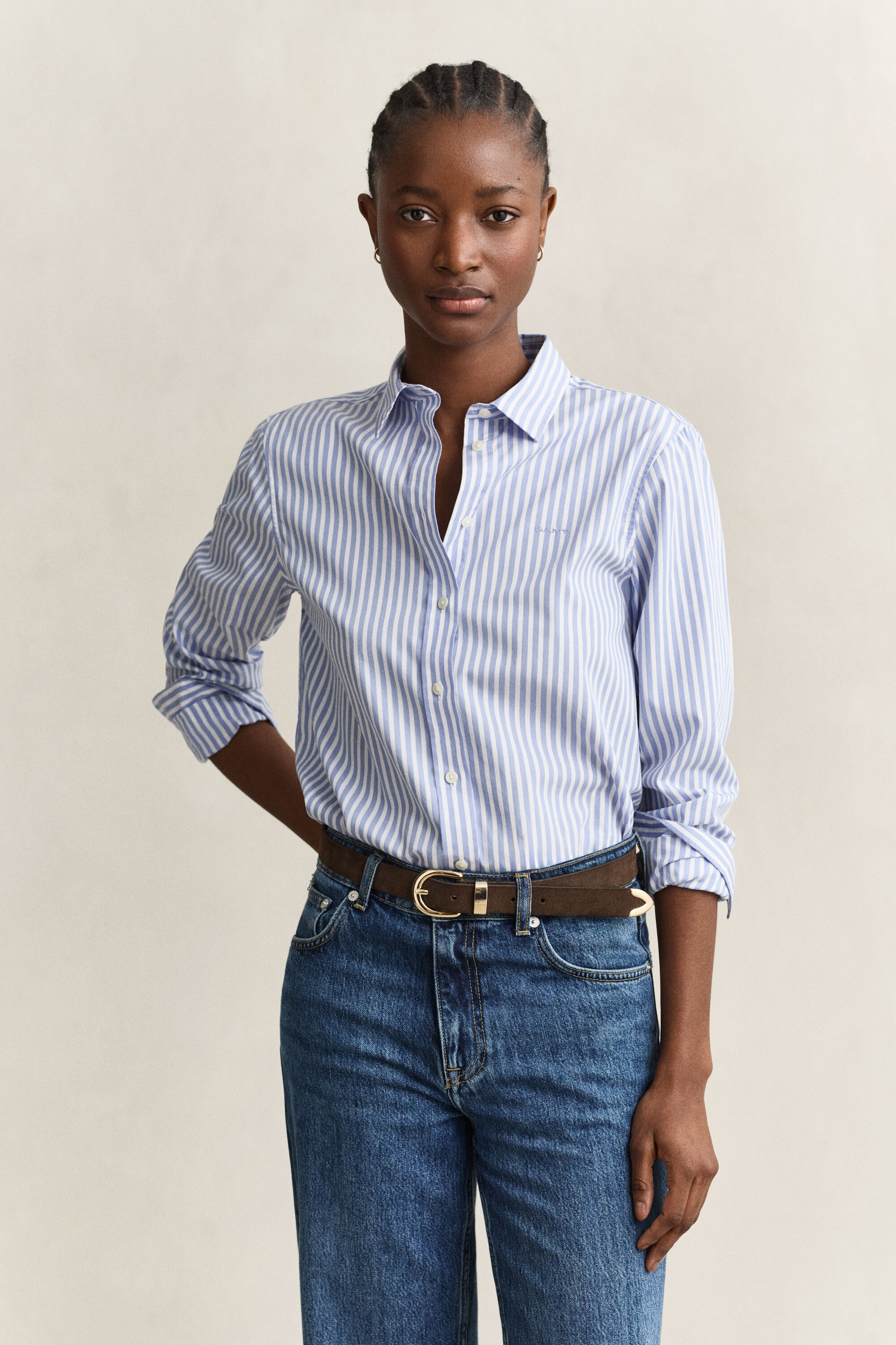 Camicia classica in popeline a righe regular fit