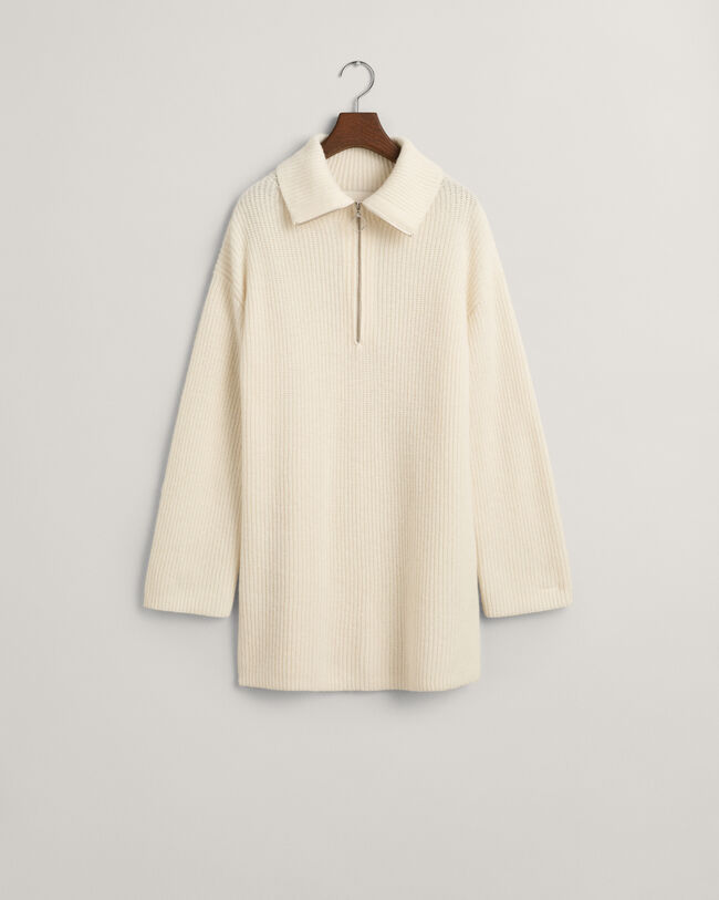 Maglia in lana a coste con zip corta