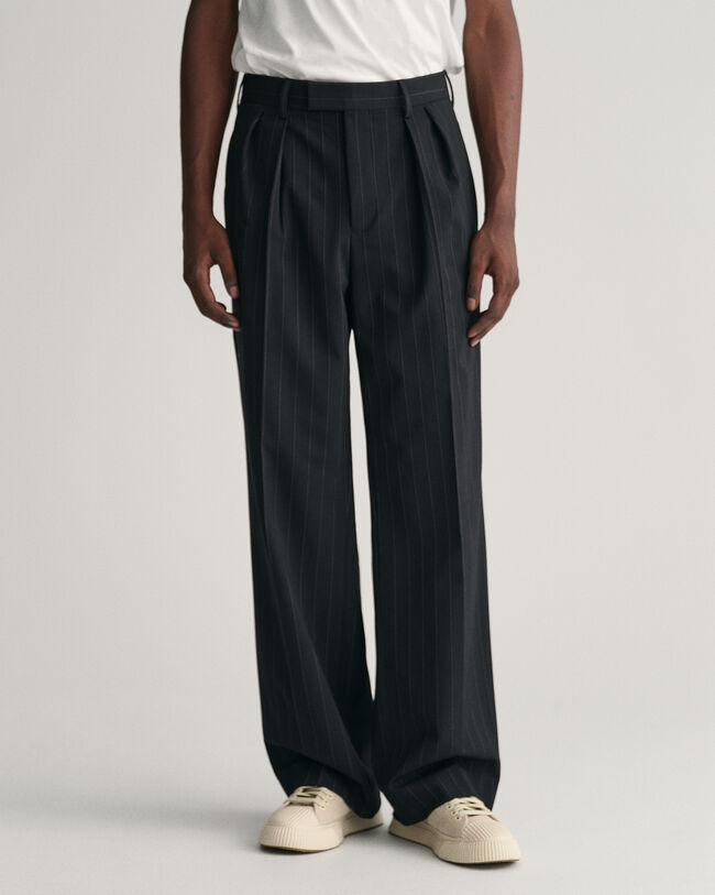 Pantaloni da abito gessati con pinces