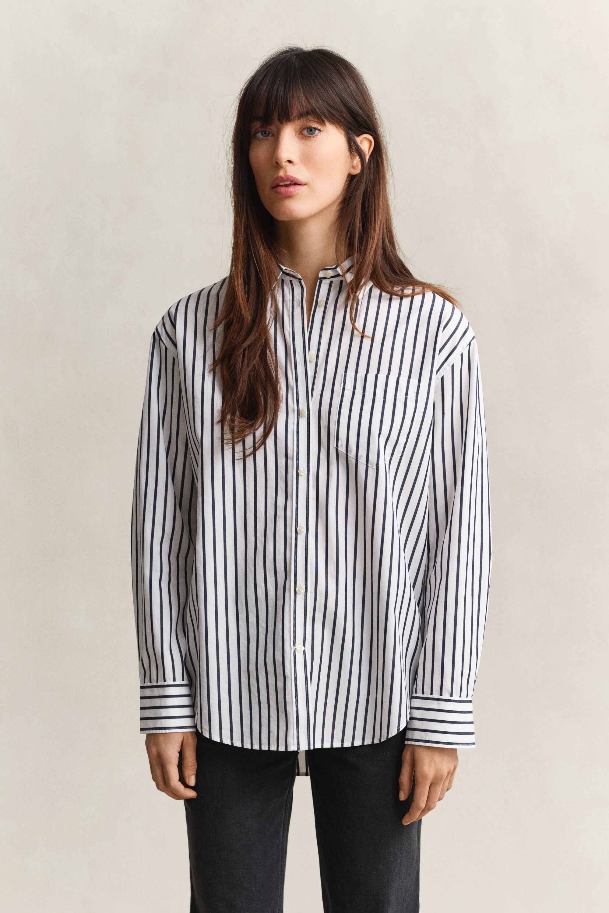 Camicia classica in popeline a righe relaxed fit