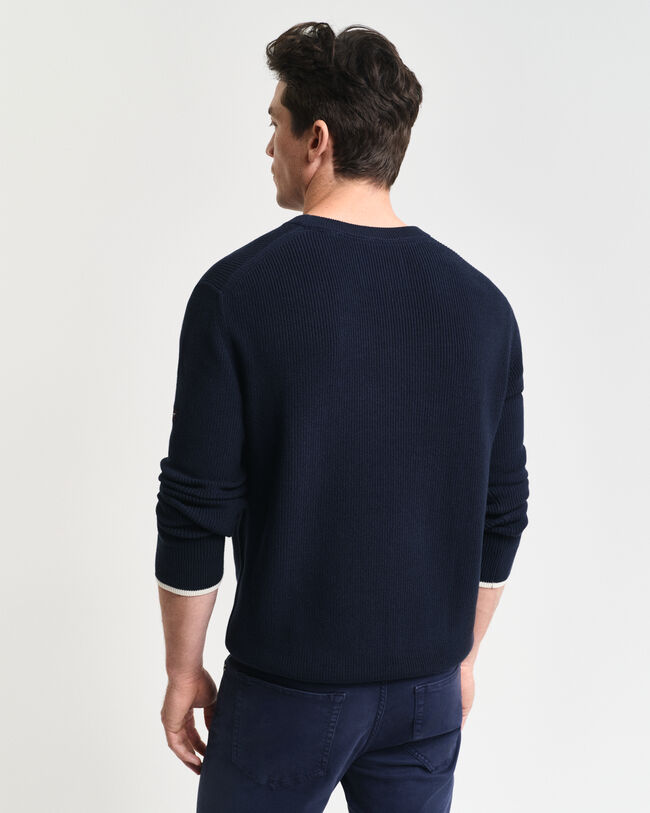 Maglia girocollo in cotone a coste