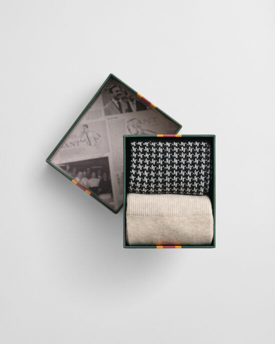 Confezione regalo con 2 paia di calzini in motivo pied-de-poule