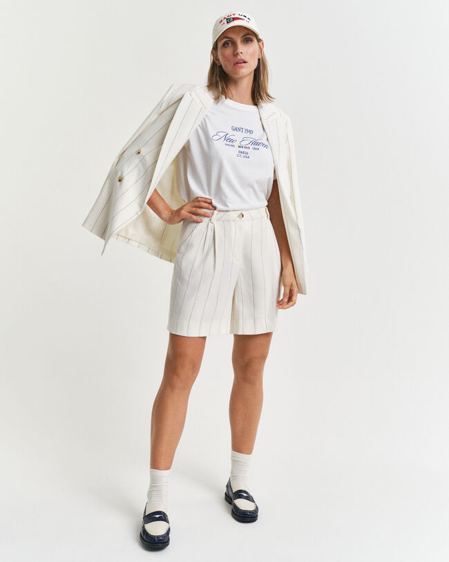 Pantaloncini di lino gessati