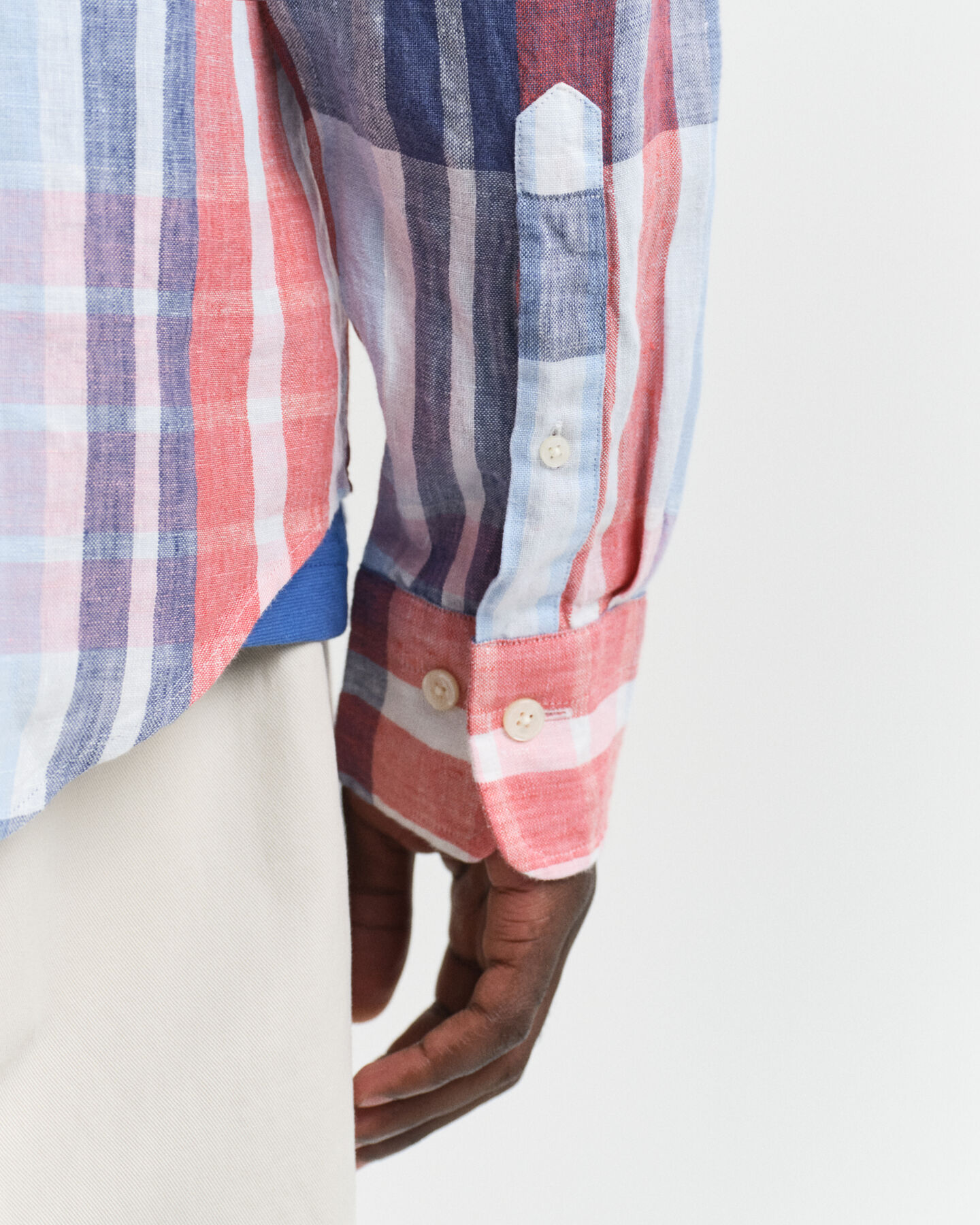 Camicia di lino a quadri madras regular fit