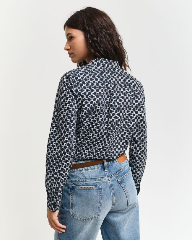 Camicia in voile di cotone con stampa geometrica regular fit