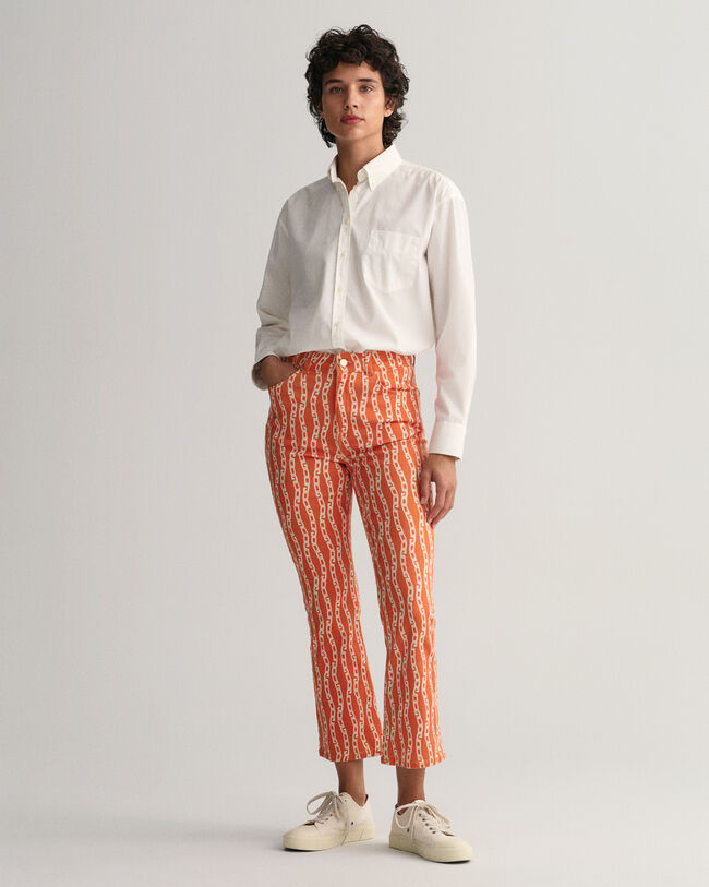 Jeans alla caviglia con stampa a catena