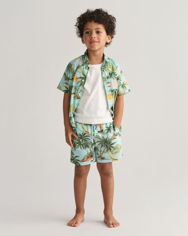 Boys Hawaiian Print Swim Shorts