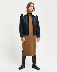 Abito a collo alto con dettagli con motivo a spina di pesce