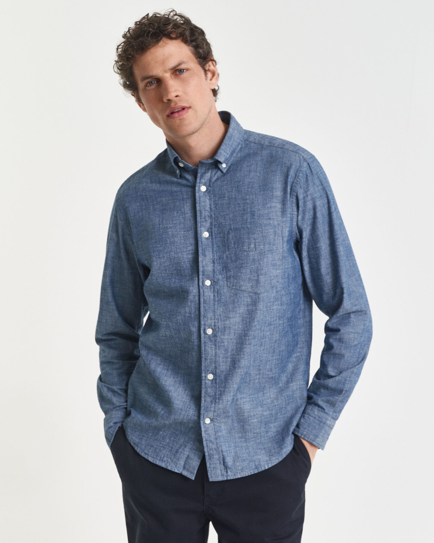 Camicia indaco in chambray regular fit