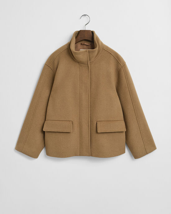 Giacca corta con zip in lana