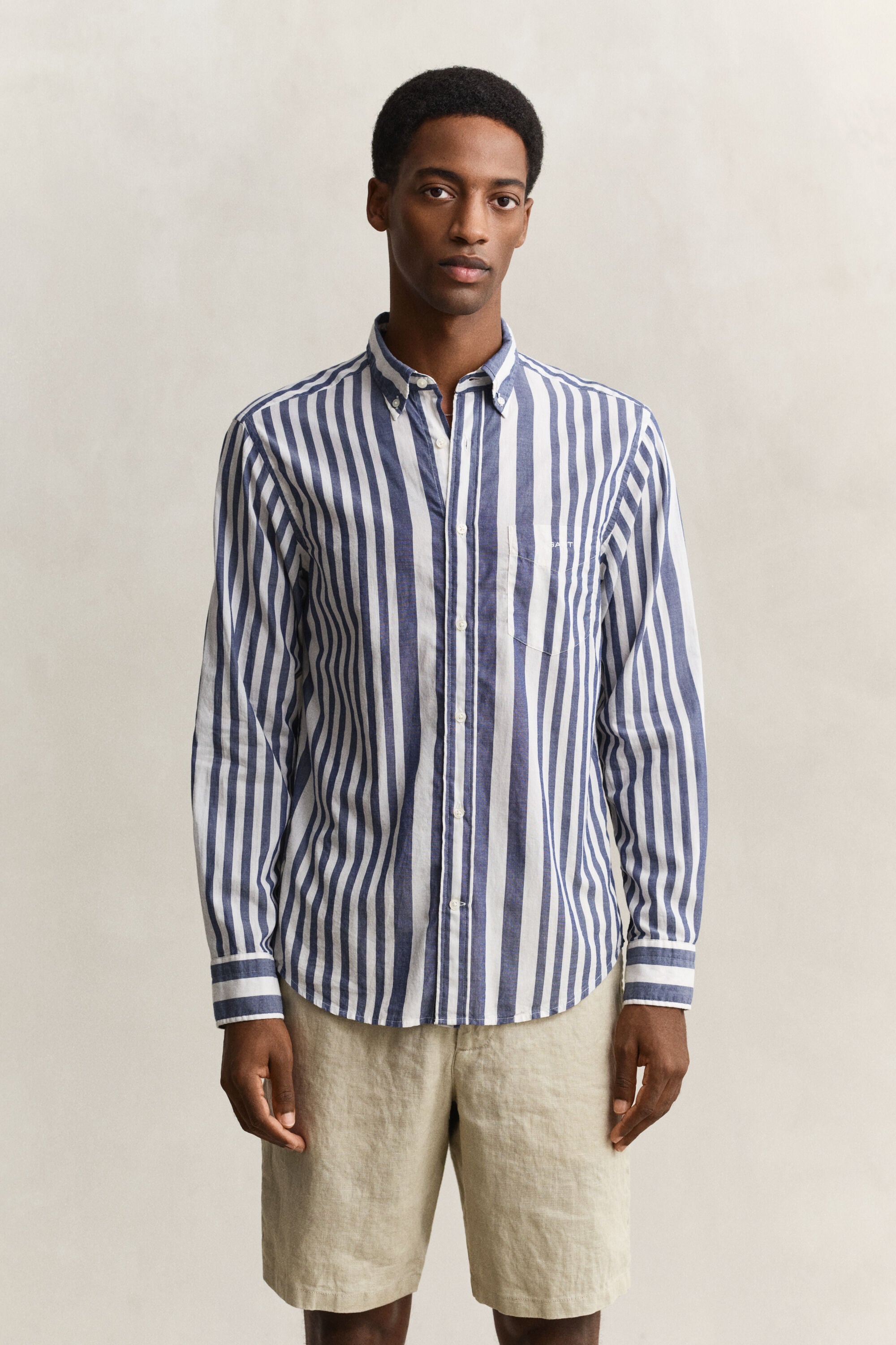Camicia in voile in cotone a righe
