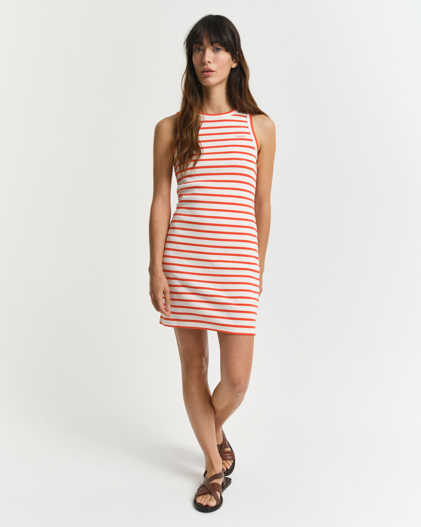 Abito in jersey a righe a canotta