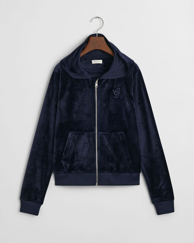 Felpa con cappuccio e zip in velour Teen Girls