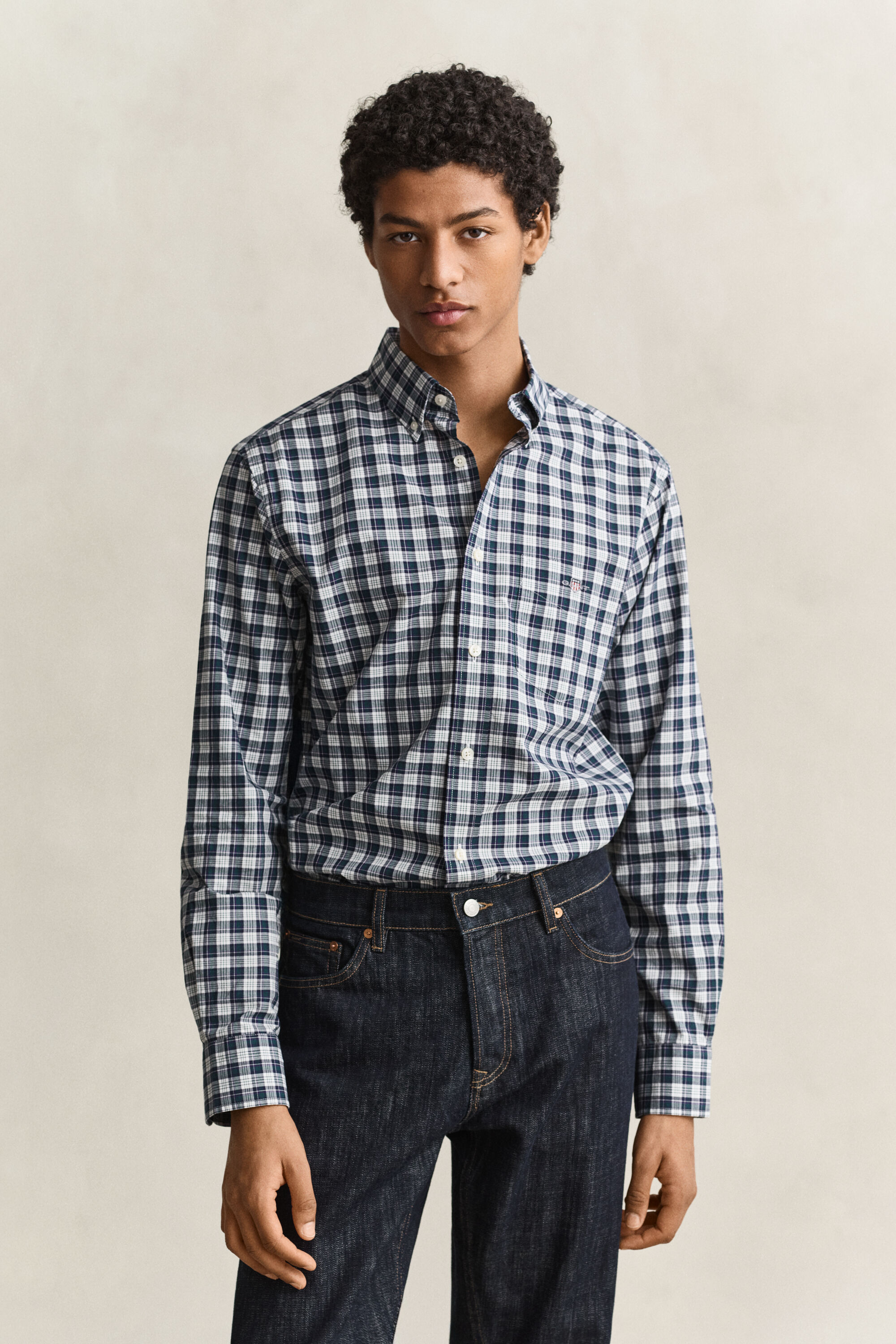 Camicia a quadri in popeline