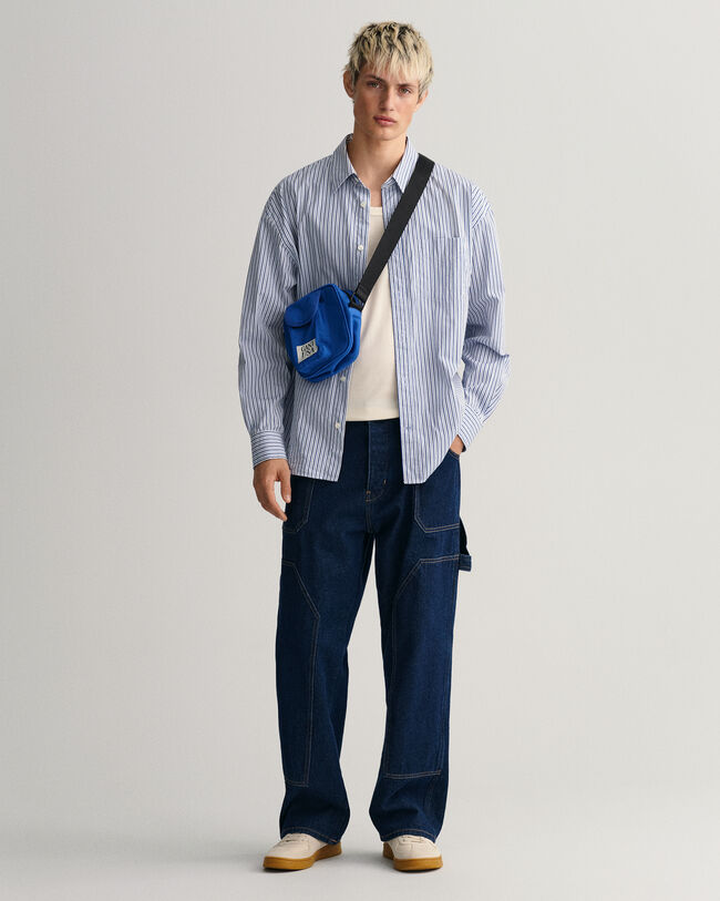 Camicia in popeline a righe oversize