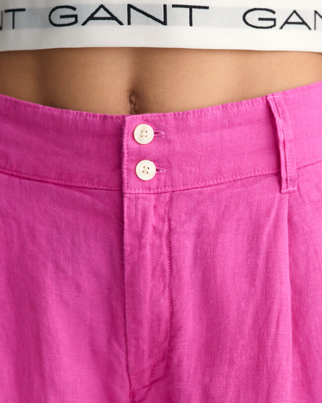 Pantaloni in lino plissettata a gamba larga Teen Girls