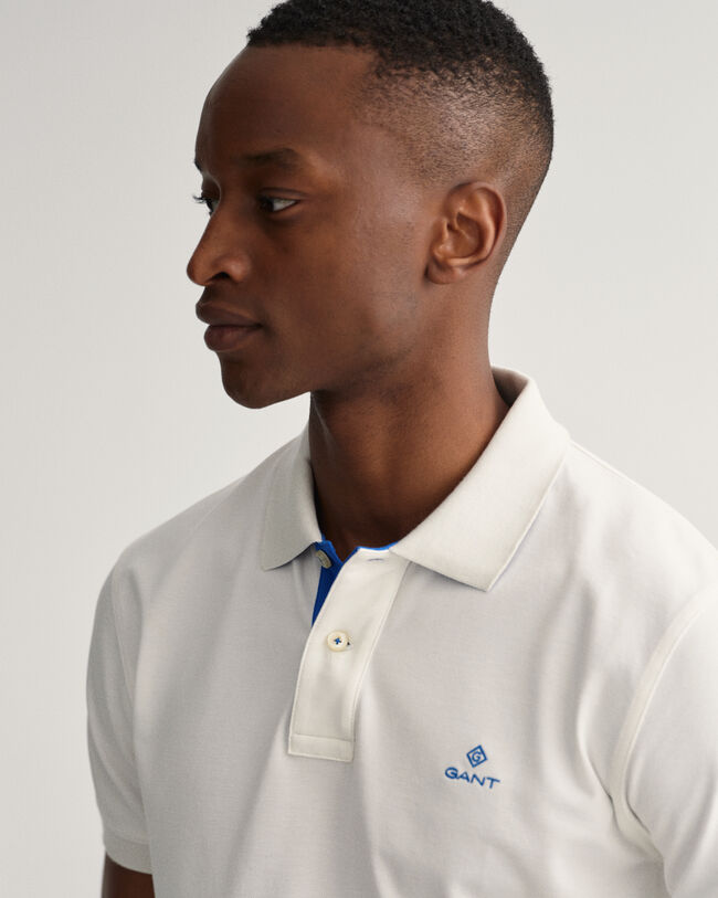 Rugger in piqué con colletto a contrasto