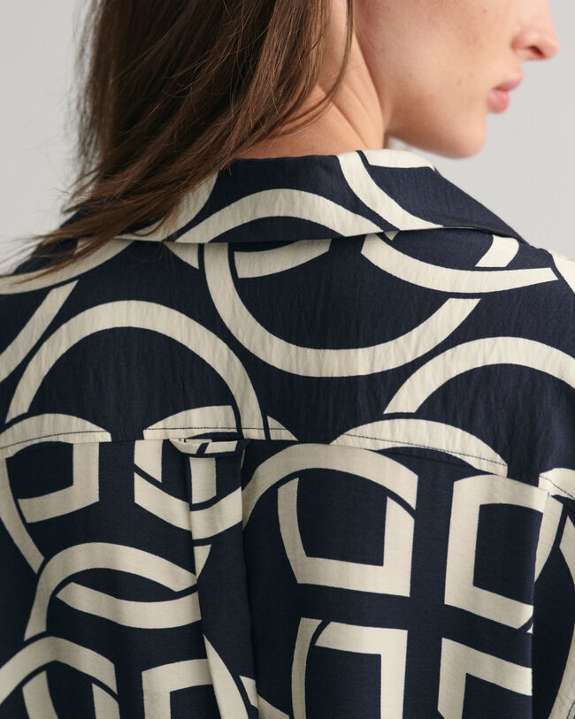 Caftano con maniche corte con stampa Monogram Print