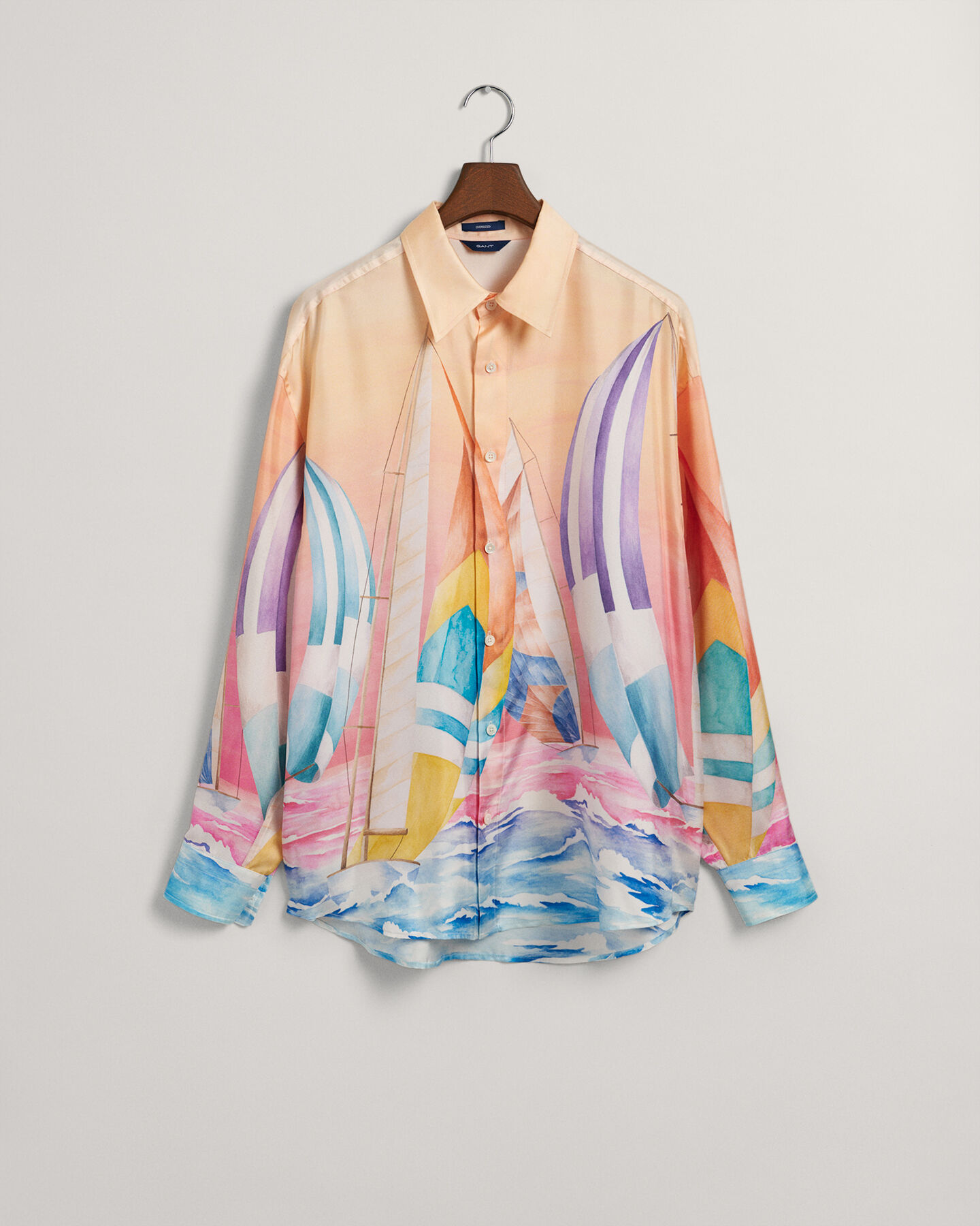 Camicia in seta con stampa Sailing oversize