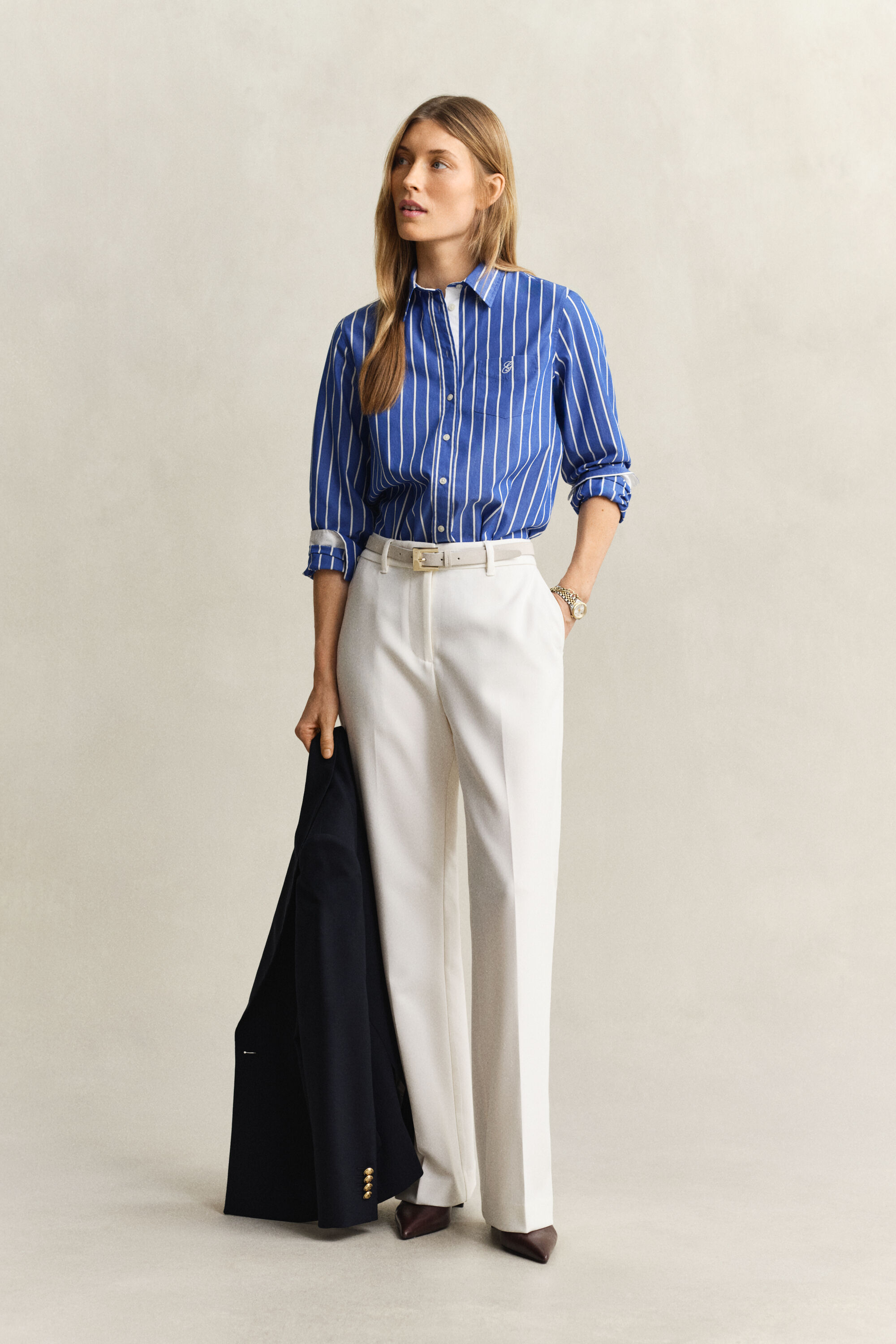 Camicia classica in popeline a righe regular fit