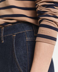 Polo in piqué a righe Breton a maniche lunghe