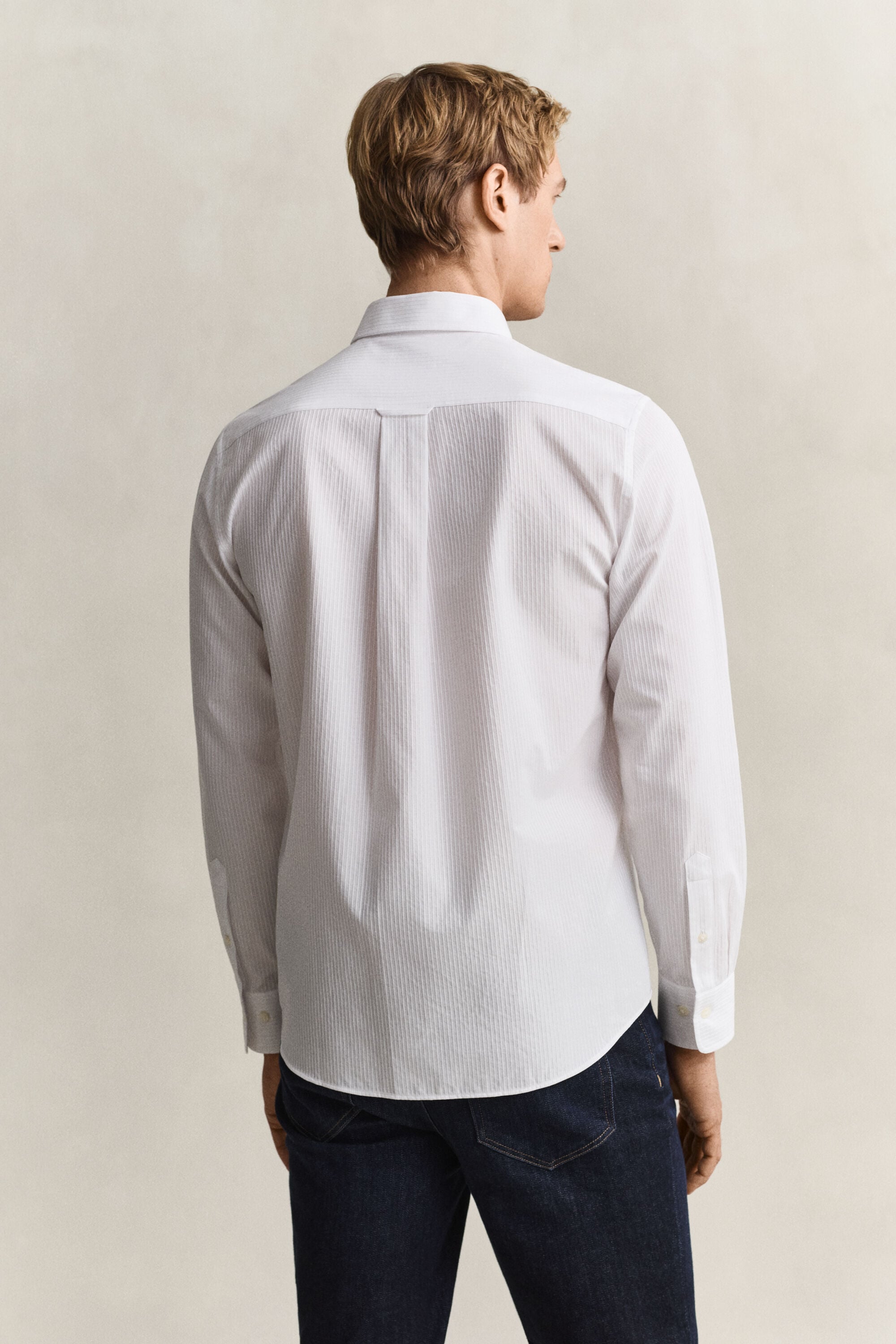 Camicia a righe in tessuto a spina di pesce regular fit