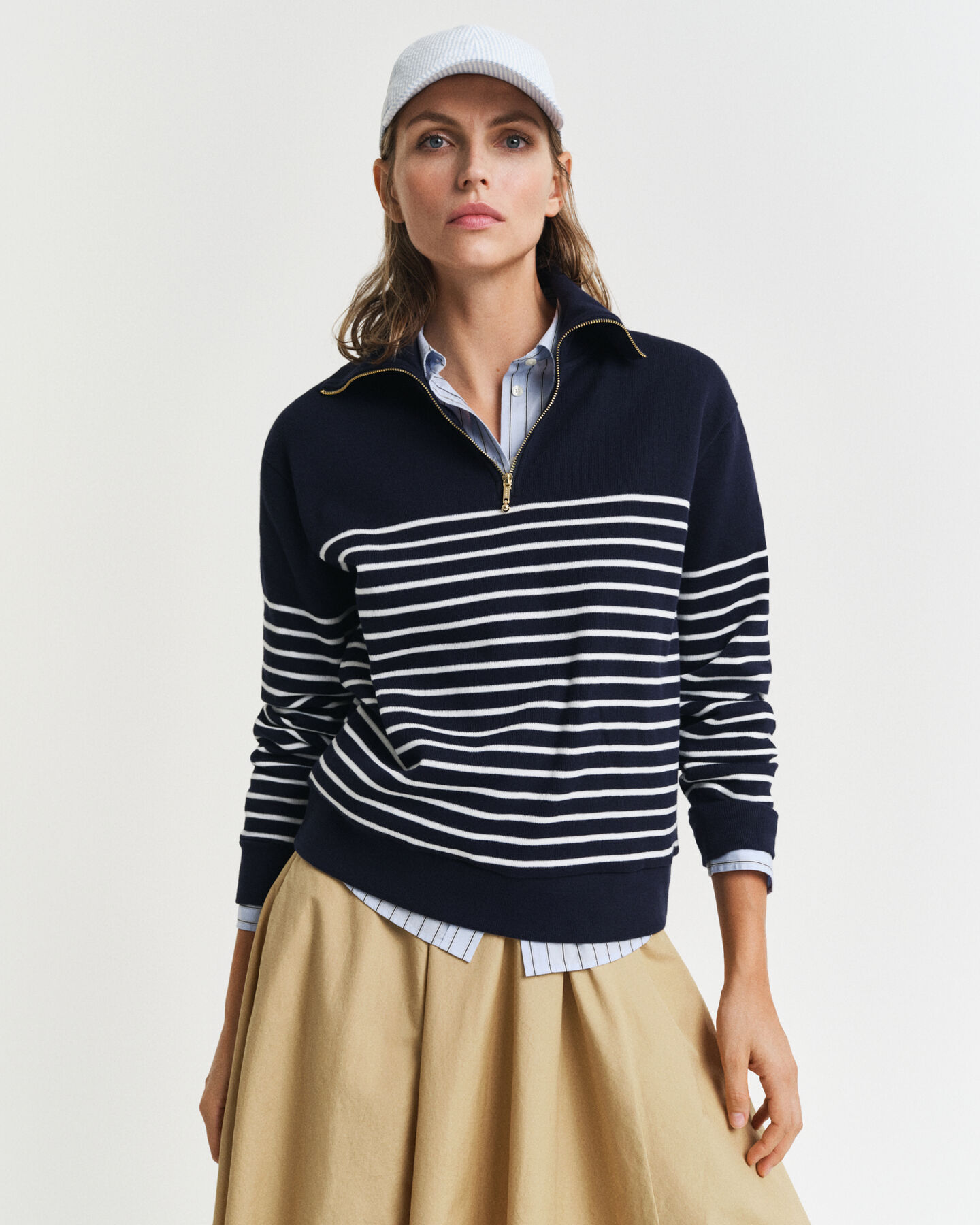 Felpa con zip corta Breton a coste